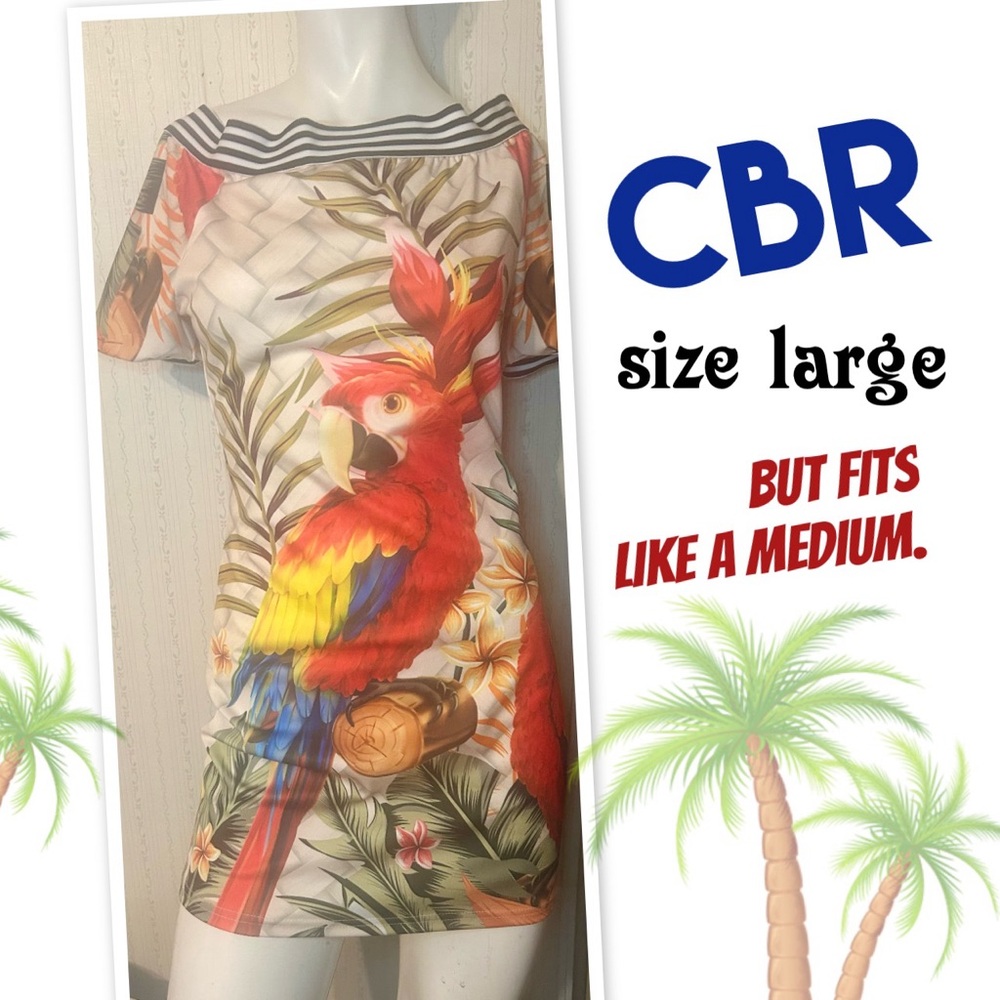 CBR Tropical Parrot Off-Shoulder Dress